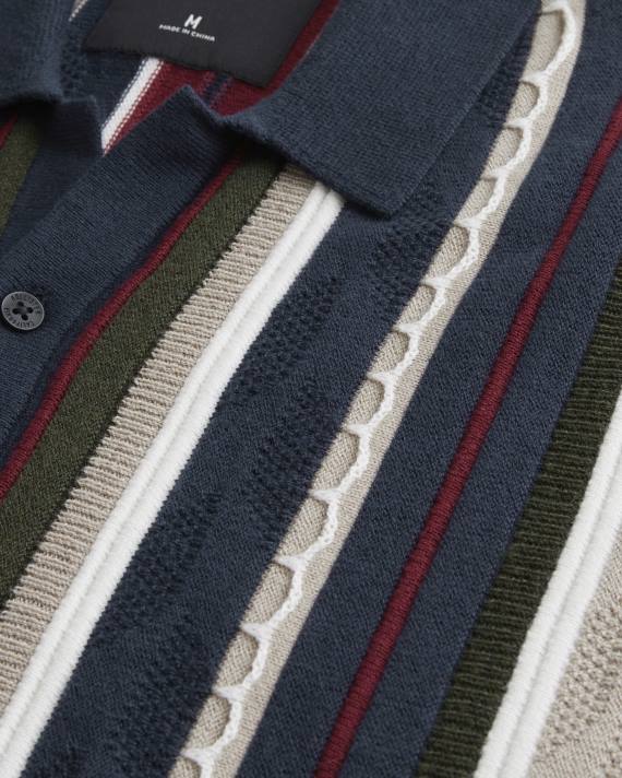 Hollister Mænd kortærmet tekstureret sweatershirt 2H8Z921 toppe marineblå stribe