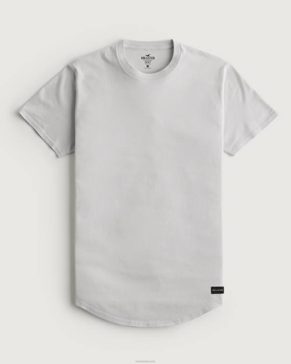 Hollister Mænd langline bomulds t-shirt 2H8Z1035 toppe lysegrå