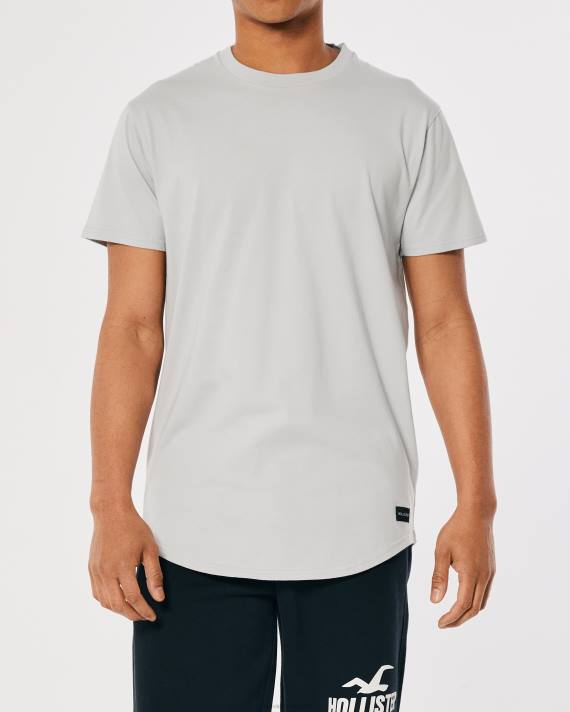 Hollister Mænd langline bomulds t-shirt 2H8Z1035 toppe lysegrå