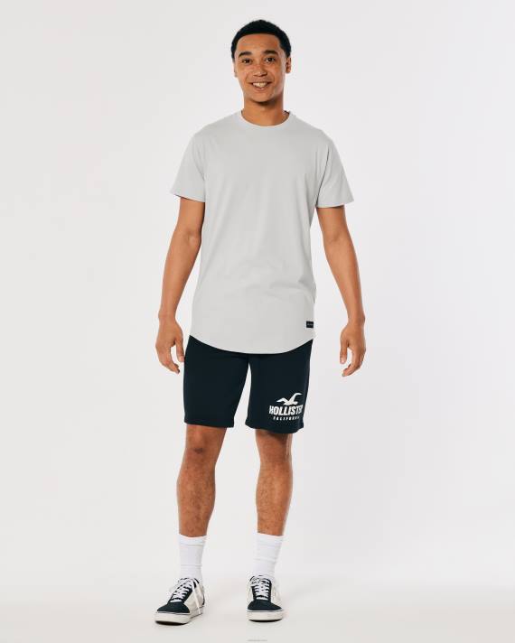 Hollister Mænd langline bomulds t-shirt 2H8Z1035 toppe lysegrå