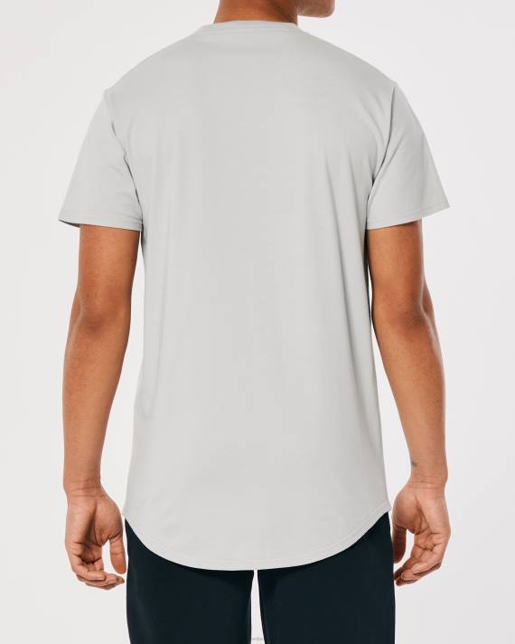 Hollister Mænd langline bomulds t-shirt 2H8Z1035 toppe lysegrå
