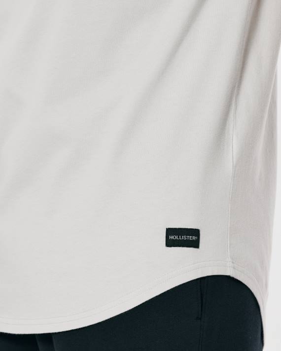 Hollister Mænd langline bomulds t-shirt 2H8Z1035 toppe lysegrå