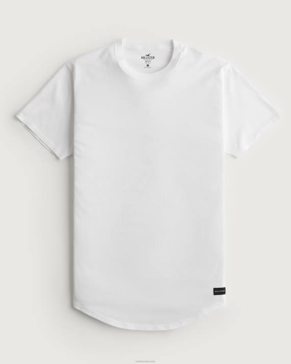 Hollister Mænd langline bomulds t-shirt 2H8Z820 toppe hvid