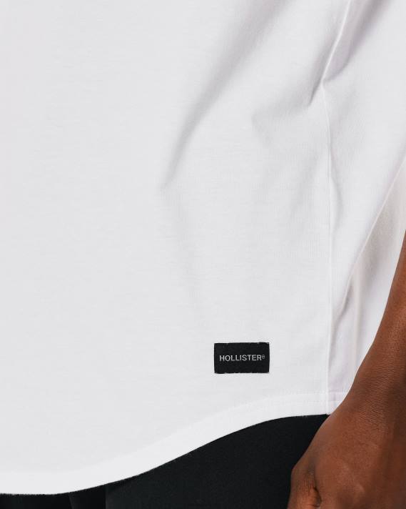 Hollister Mænd langline bomulds t-shirt 2H8Z820 toppe hvid