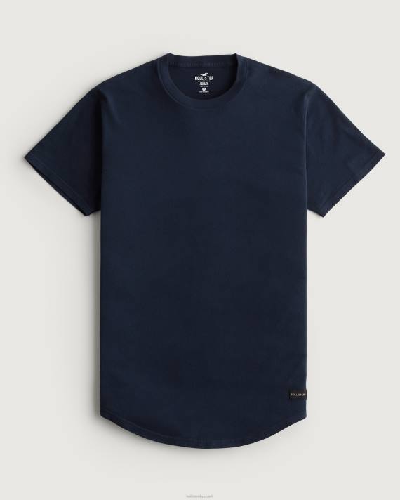Hollister Mænd langline bomulds t-shirt 2H8Z857 toppe flåde