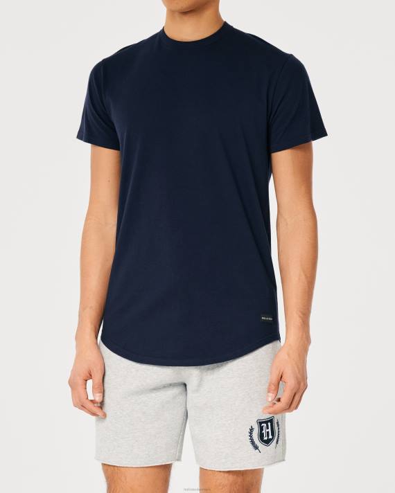 Hollister Mænd langline bomulds t-shirt 2H8Z857 toppe flåde