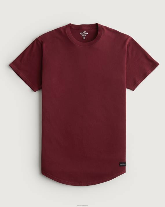 Hollister Mænd langline bomulds t-shirt 2H8Z949 toppe bordeaux