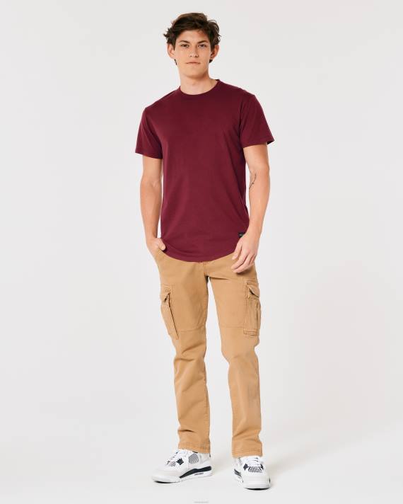Hollister Mænd langline bomulds t-shirt 2H8Z949 toppe bordeaux