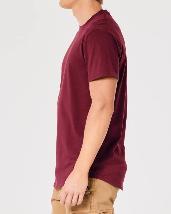 Hollister Mænd langline bomulds t-shirt 2H8Z949 toppe bordeaux