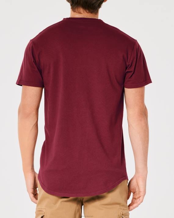 Hollister Mænd langline bomulds t-shirt 2H8Z949 toppe bordeaux