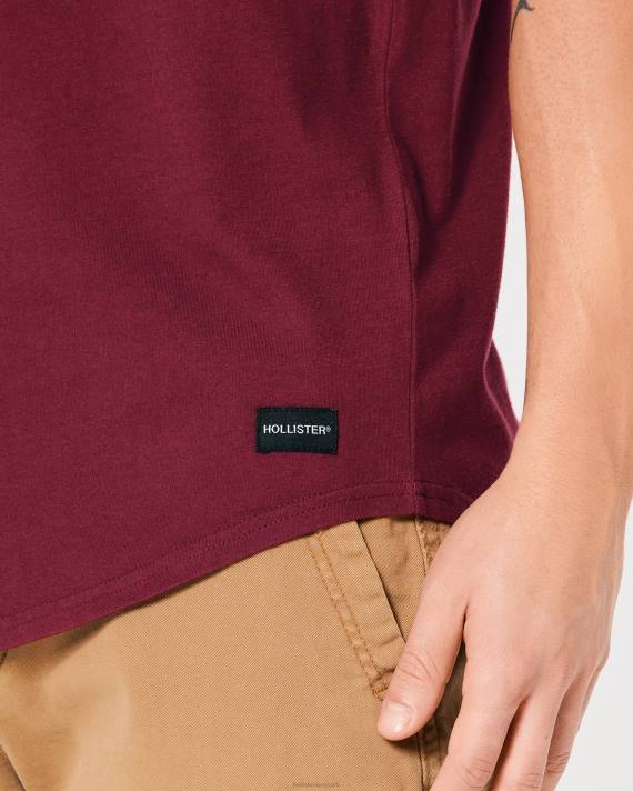 Hollister Mænd langline bomulds t-shirt 2H8Z949 toppe bordeaux