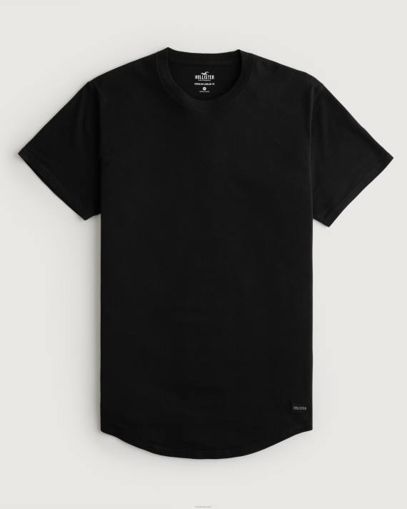 Hollister Mænd langline buet søm besætning t-shirt 2H8Z831 toppe sort