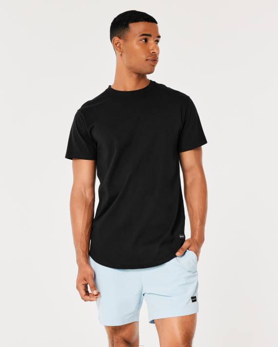 Hollister Mænd langline buet søm besætning t-shirt 2H8Z831 toppe sort
