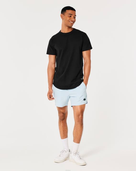 Hollister Mænd langline buet søm besætning t-shirt 2H8Z831 toppe sort
