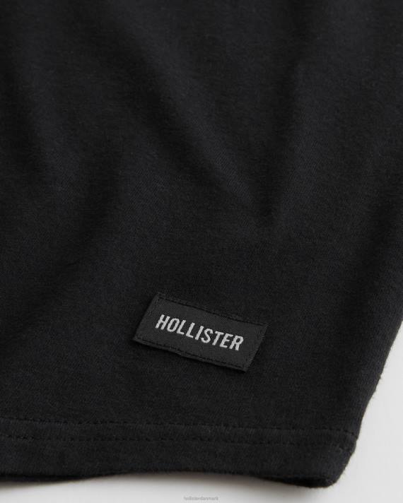 Hollister Mænd langline buet søm besætning t-shirt 2H8Z831 toppe sort
