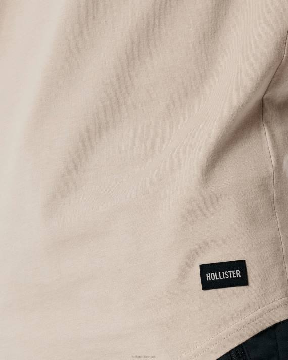 Hollister Mænd langline buet søm besætning t-shirt 2H8Z880 toppe lysebrun