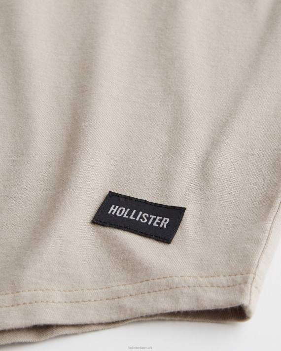 Hollister Mænd langline buet søm besætning t-shirt 2H8Z880 toppe lysebrun