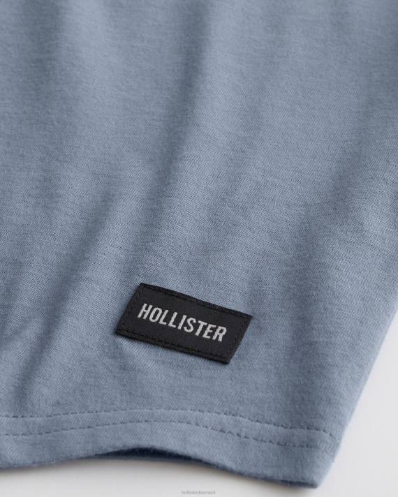 Hollister Mænd langline buet søm besætning t-shirt 2H8Z924 toppe lyseblå