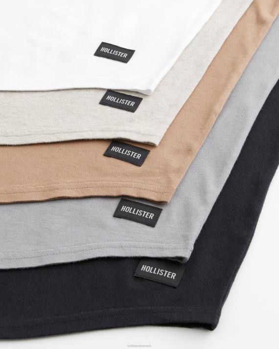 Hollister Mænd langline buet søm crew t-shirt 5-pak 2H8Z811 toppe multi