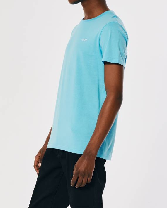 Hollister Mænd logo ikon besætning t-shirt 2H8Z825 toppe turkis