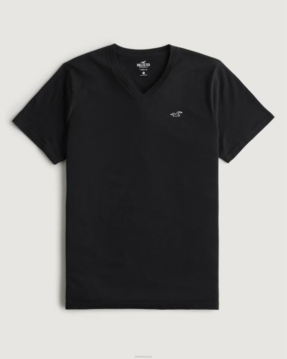 Hollister Mænd logo-ikon t-shirt i bomuld med v-hals 2H8Z1061 toppe sort