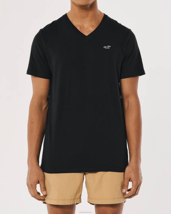 Hollister Mænd logo-ikon t-shirt i bomuld med v-hals 2H8Z1061 toppe sort