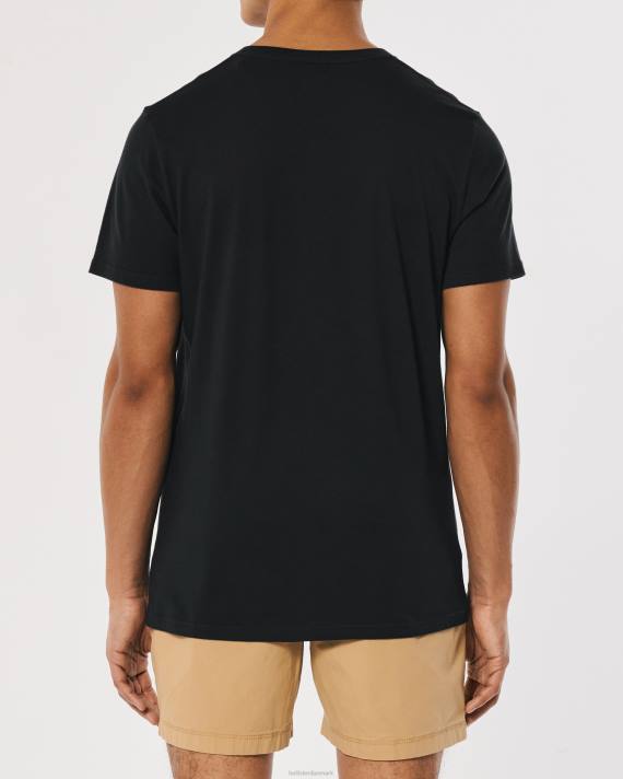 Hollister Mænd logo-ikon t-shirt i bomuld med v-hals 2H8Z1061 toppe sort