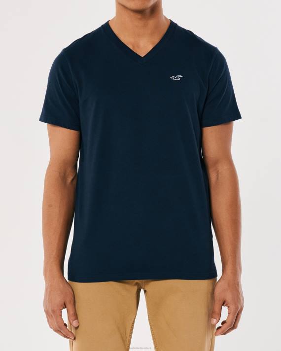 Hollister Mænd logo-ikon t-shirt i bomuld med v-hals 2H8Z931 toppe flåde