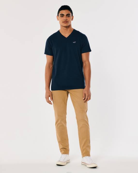 Hollister Mænd logo-ikon t-shirt i bomuld med v-hals 2H8Z931 toppe flåde