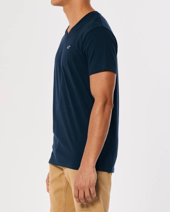 Hollister Mænd logo-ikon t-shirt i bomuld med v-hals 2H8Z931 toppe flåde
