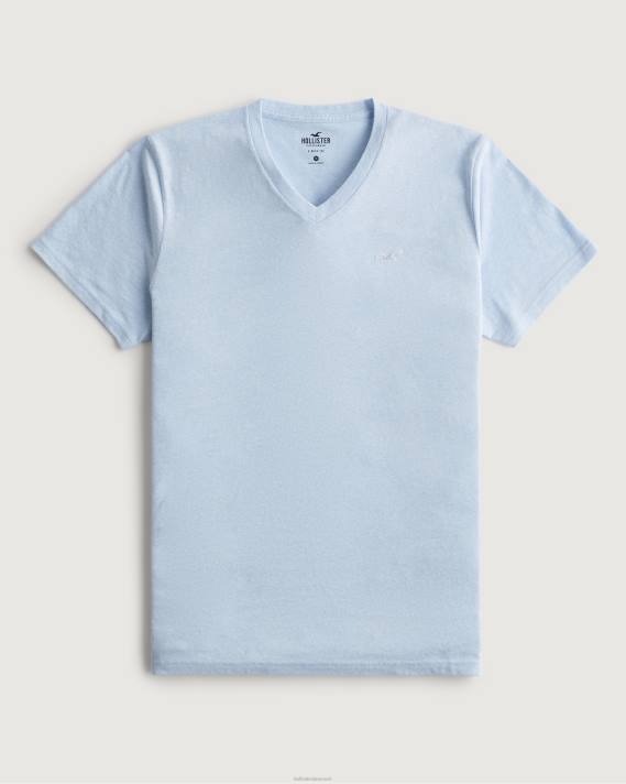 Hollister Mænd logo ikon v-hals t-shirt 2H8Z894 toppe lys lyngblå