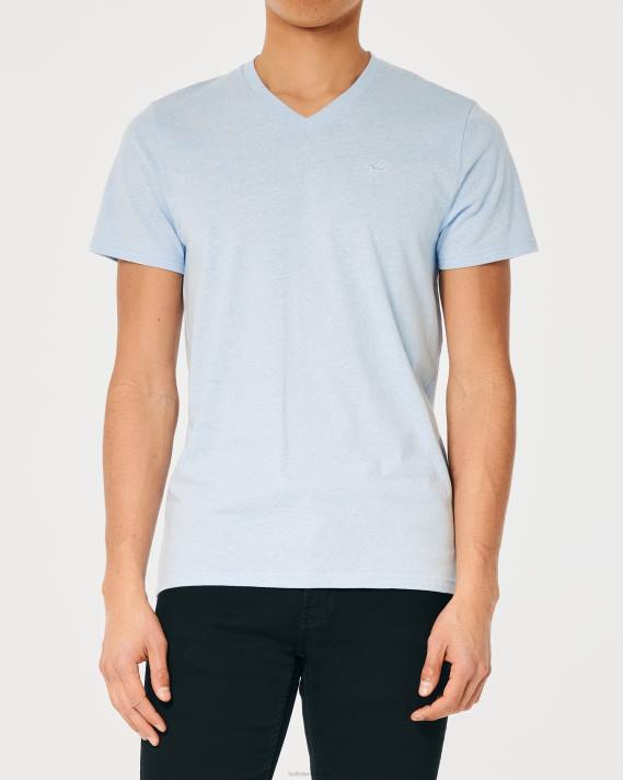 Hollister Mænd logo ikon v-hals t-shirt 2H8Z894 toppe lys lyngblå