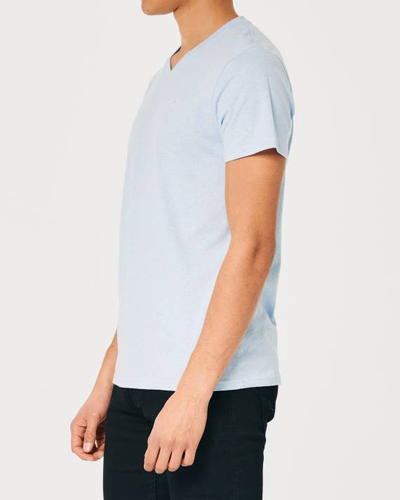 Hollister Mænd logo ikon v-hals t-shirt 2H8Z894 toppe lys lyngblå