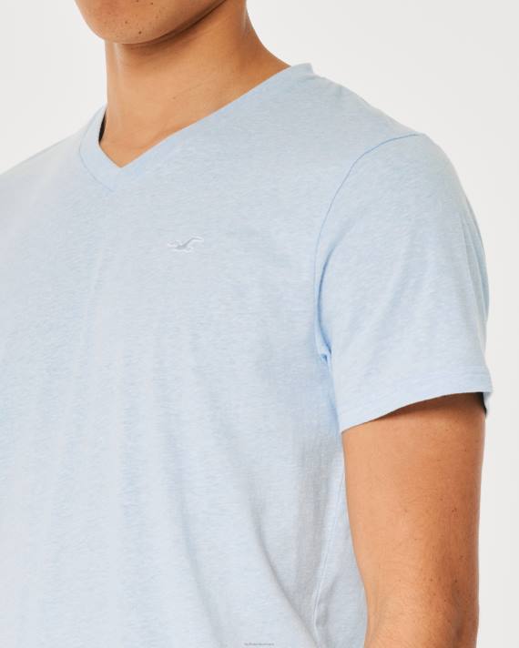Hollister Mænd logo ikon v-hals t-shirt 2H8Z894 toppe lys lyngblå