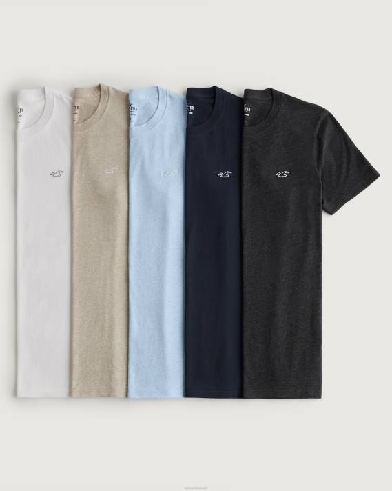 Hollister Mænd muscle fit logo icon crew t-shirt 5-pak 2H8Z822 toppe multi