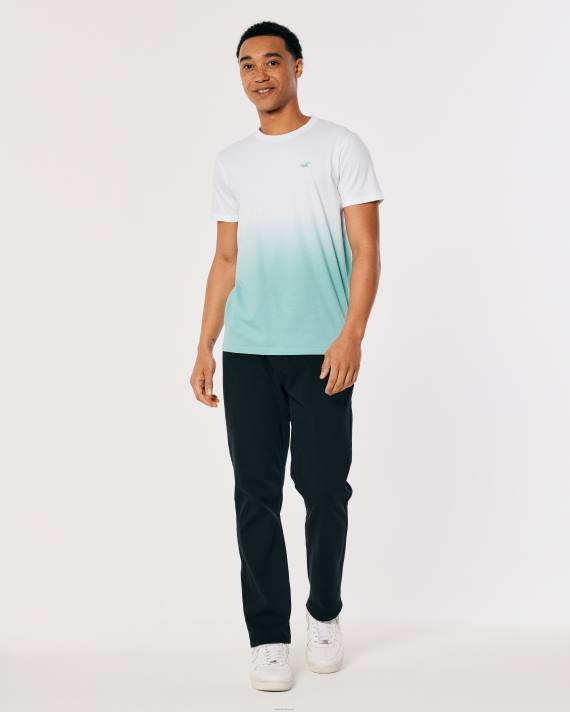 Hollister Mænd ombre logo ikon bomulds t-shirt 2H8Z905 toppe hvid til mint ombre