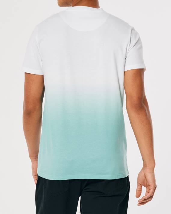 Hollister Mænd ombre logo ikon bomulds t-shirt 2H8Z905 toppe hvid til mint ombre