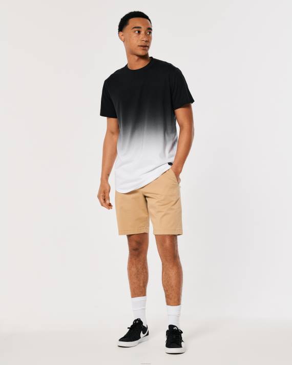 Hollister Mænd ombre longline t-shirt i bomuld 2H8Z1052 toppe sort til hvid ombre