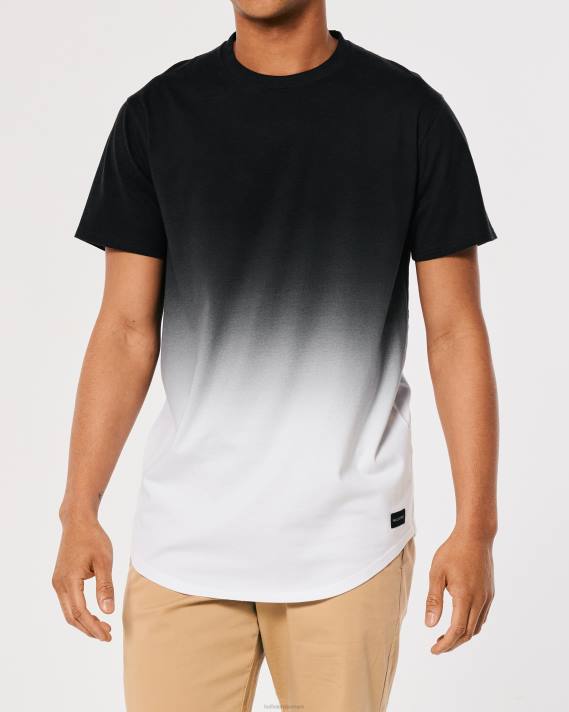 Hollister Mænd ombre longline t-shirt i bomuld 2H8Z1052 toppe sort til hvid ombre