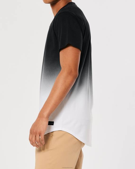 Hollister Mænd ombre longline t-shirt i bomuld 2H8Z1052 toppe sort til hvid ombre