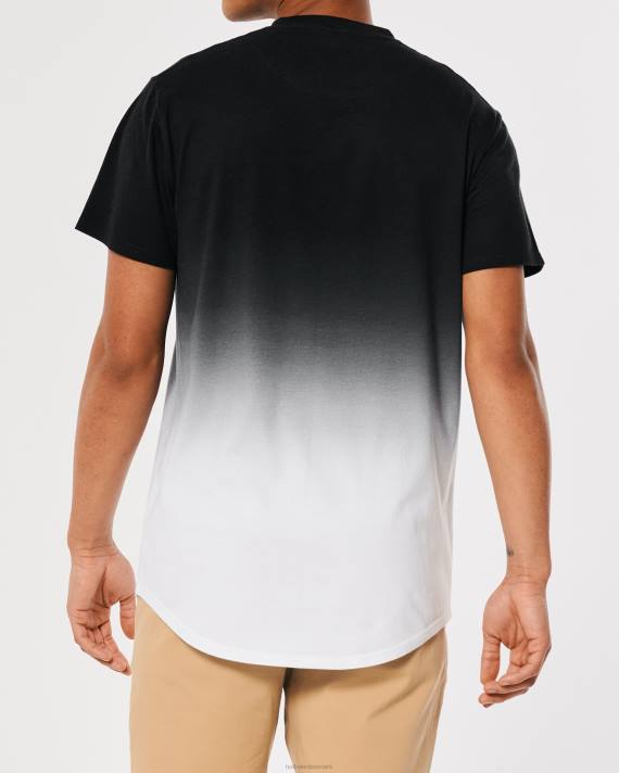 Hollister Mænd ombre longline t-shirt i bomuld 2H8Z1052 toppe sort til hvid ombre