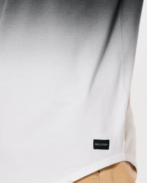 Hollister Mænd ombre longline t-shirt i bomuld 2H8Z1052 toppe sort til hvid ombre