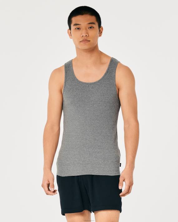 Hollister Mænd ribbet tank 2H8Z1058 toppe gråmeleret