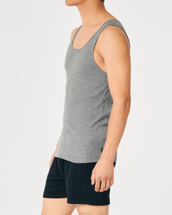 Hollister Mænd ribbet tank 2H8Z1058 toppe gråmeleret