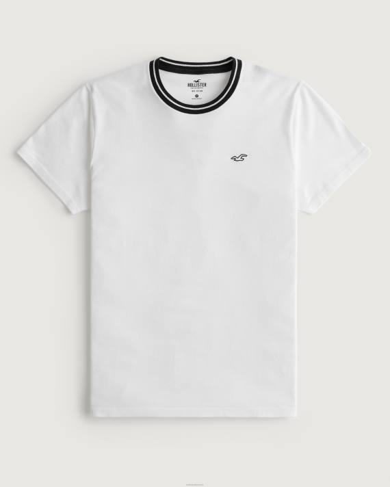 Hollister Mænd tippet besætningsikon t-shirt 2H8Z866 toppe hvid