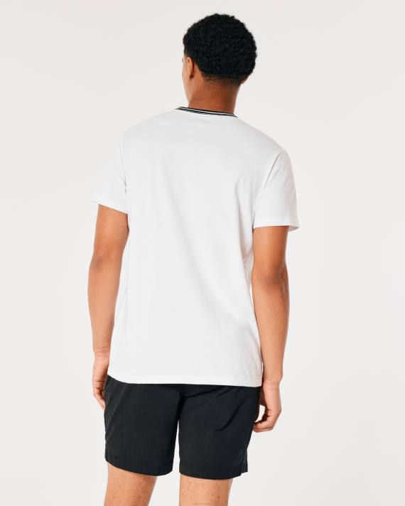 Hollister Mænd tippet besætningsikon t-shirt 2H8Z866 toppe hvid