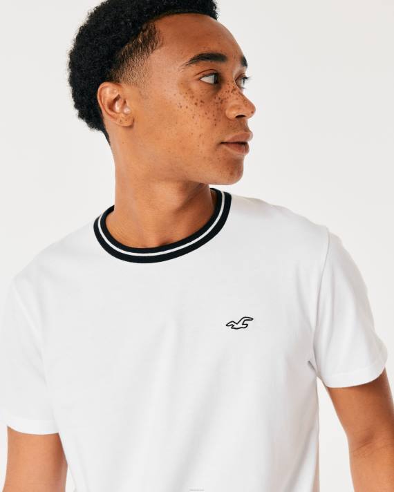 Hollister Mænd tippet besætningsikon t-shirt 2H8Z866 toppe hvid