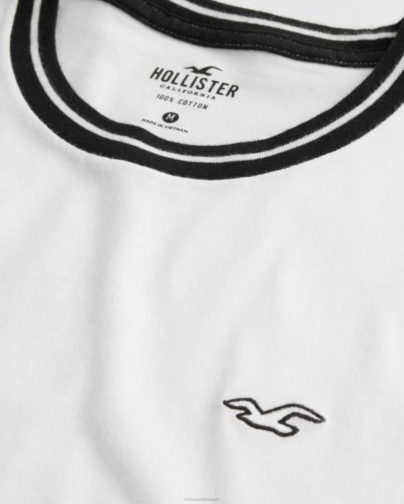 Hollister Mænd tippet besætningsikon t-shirt 2H8Z866 toppe hvid