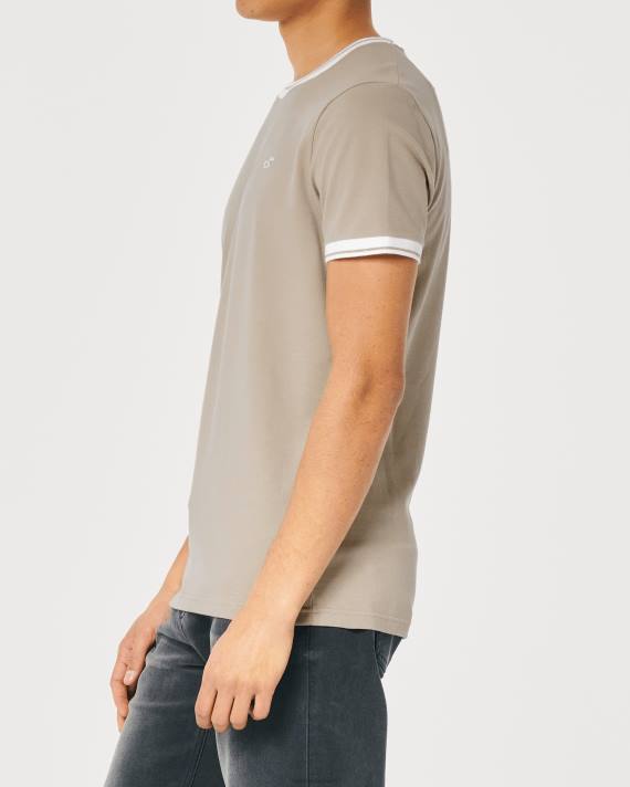 Hollister Mænd tippet pique logo ikon t-shirt 2H8Z1073 toppe lysebrun