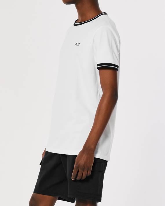 Hollister Mænd tippet pique logo ikon t-shirt 2H8Z886 toppe hvid